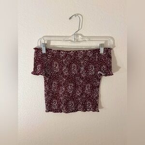 pacsun floral burgundy off the shoulder top